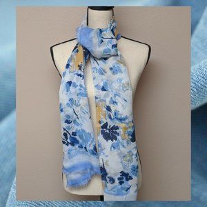 COLLECTION XIIX Chambray Blue Floral Wrap Scarf